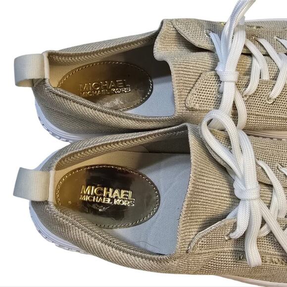 Micheal Kors Grove Metallic Knit Sneaker Pale Gold New‎ Women's Size 10 - Picture 5 of 14